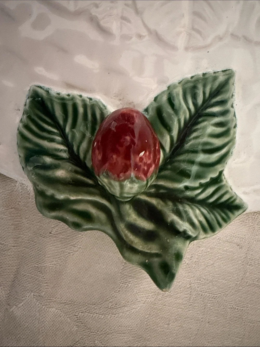 Vintage Bordallo Pinheiro cake serving platter strawberry made in Portugal